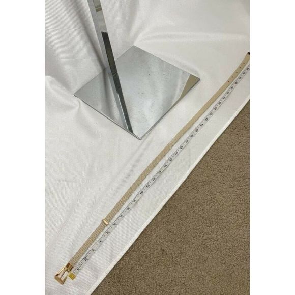 𝅺SMALL Marshal Metal Hong Kong NWOT Vintage beige belt gold hardware scales - Picture 4 of 6